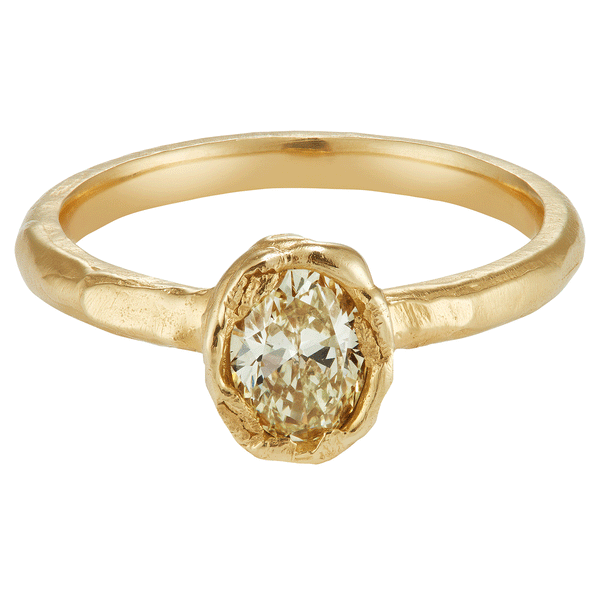 X 0.85ct Fancy Lemon Oval Diamond Organic Engagement Ring
