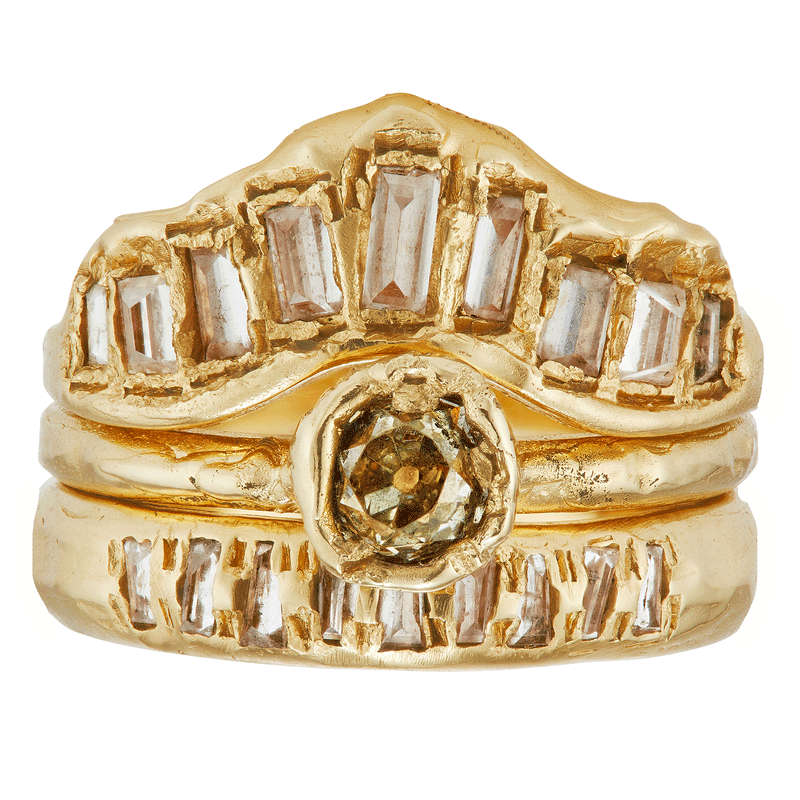 X 0.75ct Old Cut Diamond Organic Engagement Ring