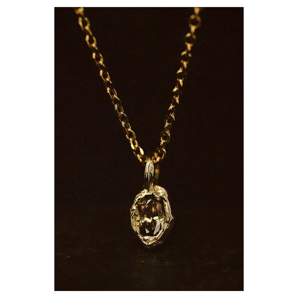 X 0.85ct Champagne Marquise Diamond Nugget Pendant Necklace
