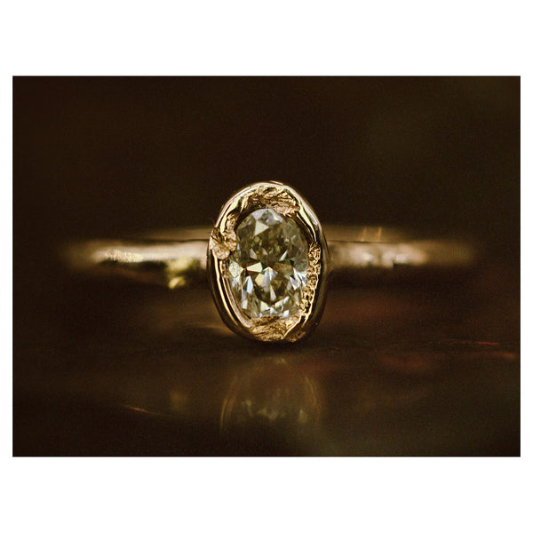 X 0.6ct Oval Icy Diamond Organic Engagement Ring