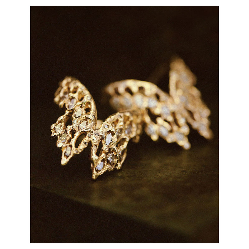 X OOAK Champagne Diamond Scatter Crown V Shape Ring