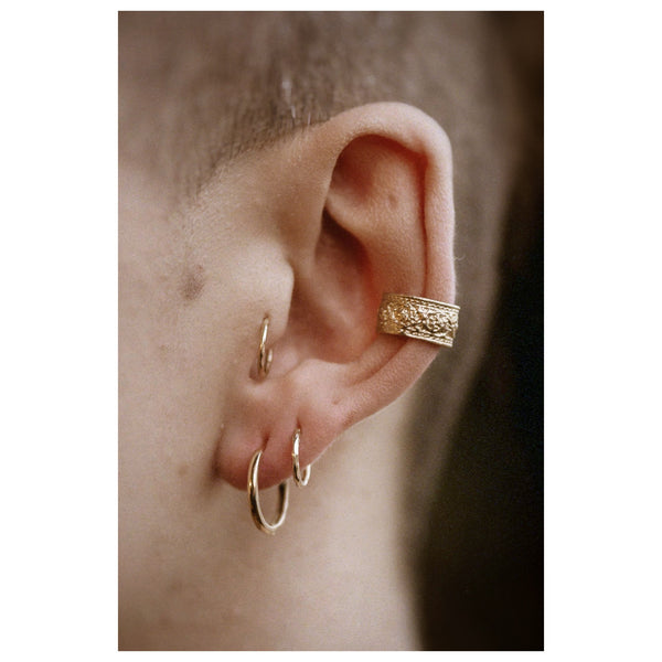 LI 15mm Textured Hoop Earrings