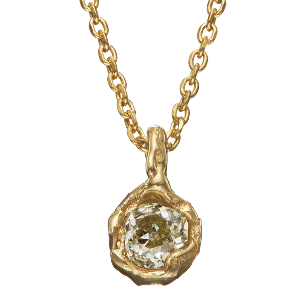 IV 1ct Old Cut Diamond Nugget Pendant Necklace