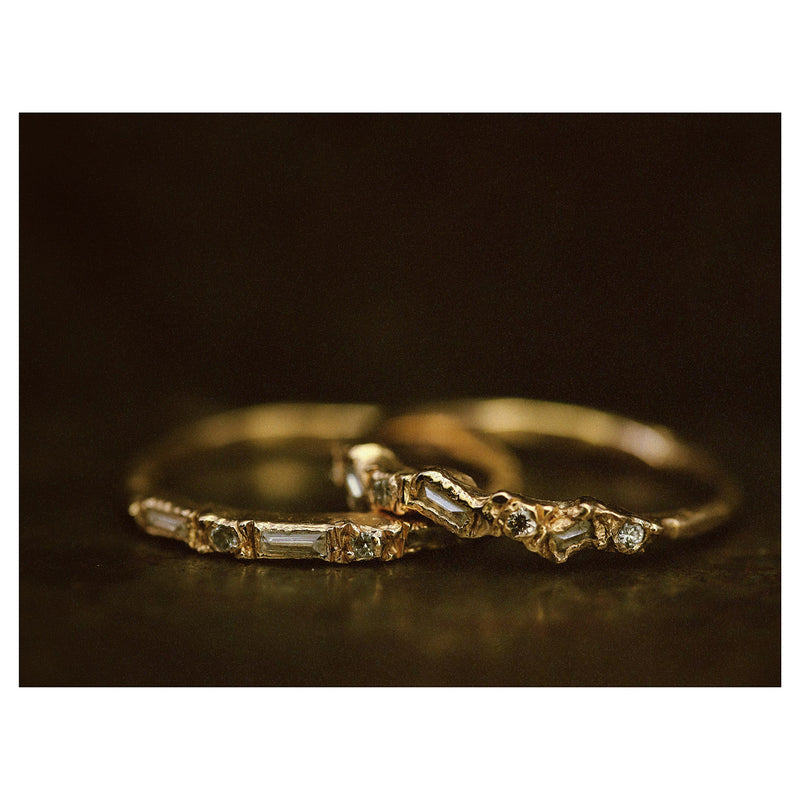 V White Half Eternity Scatter Ring
