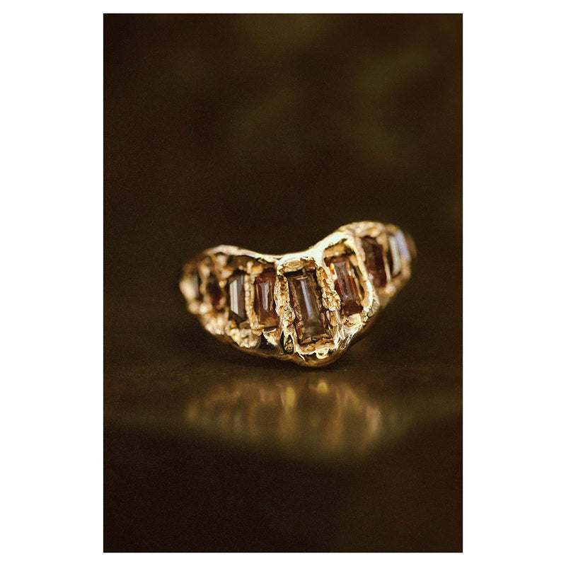 LX Mixed Baguette Diamond Extra Large V Shape Scatter Ring