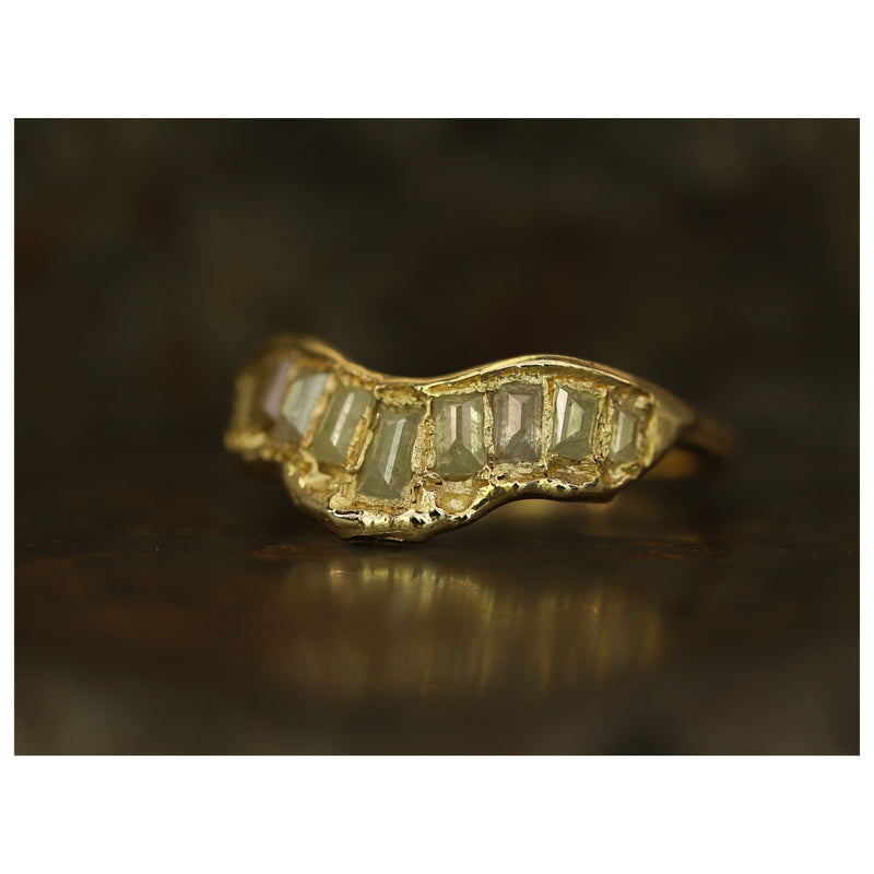 LXI OOAK Grey Baguette Diamond V Shape Scatter Ring