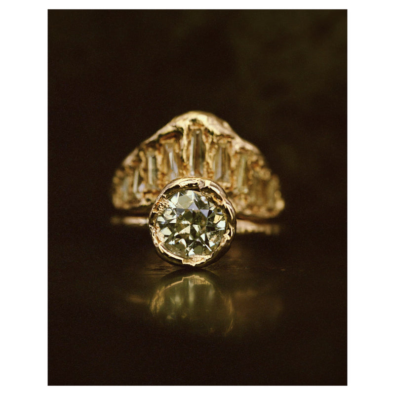 X 2ct Old Cut Diamond Organic Engagement Ring