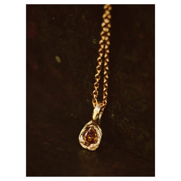 X 0.6ct Bright Orange Diamond Nugget Pendant Necklace