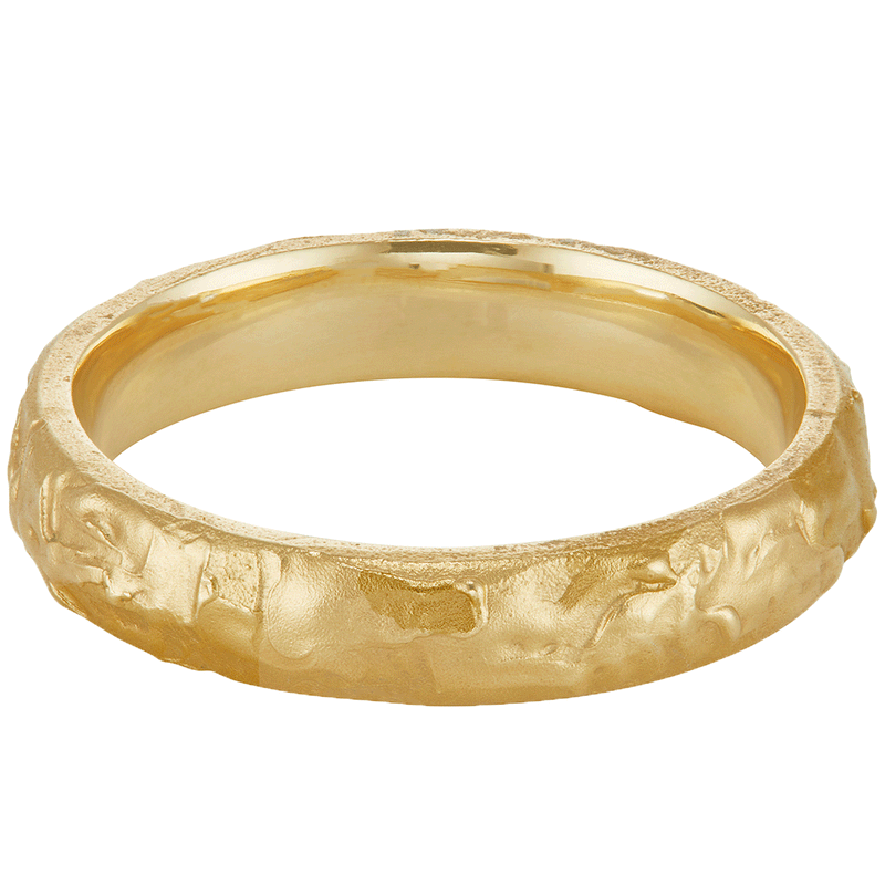 LXV 4mm Gold Molten D Shape Wedding Band