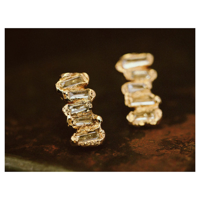 X Lemon Baguette Diamond Scatter Large Stud Earrings