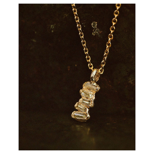 X Lemon Baguette Diamond Scatter Large Pendant Necklace