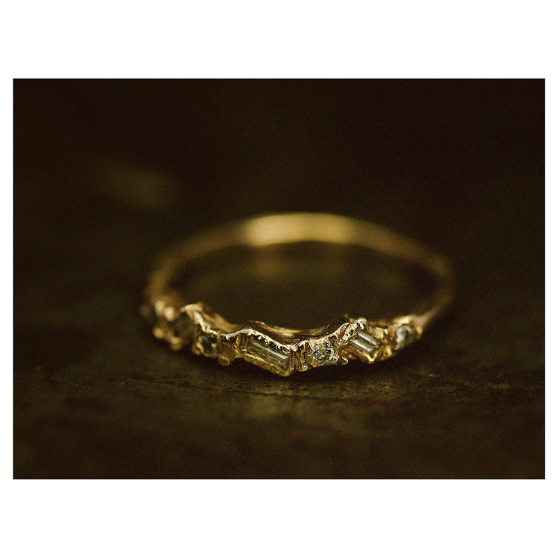 V White Half Eternity Scatter Ring