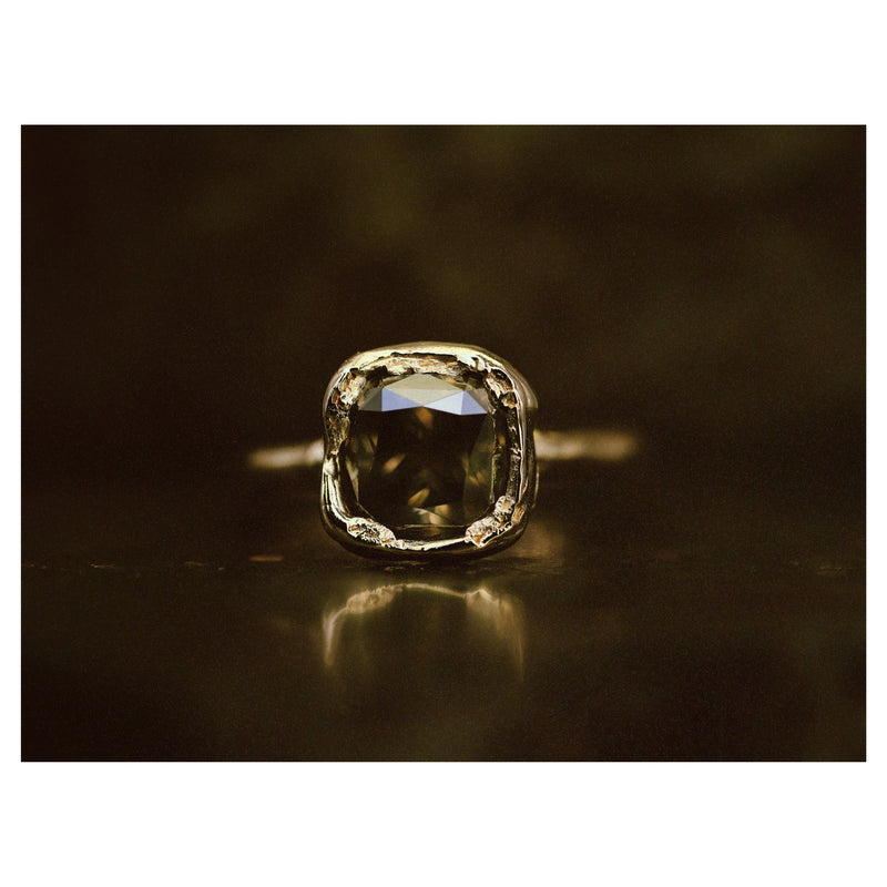 X 3ct Soft Green Diamond Organic Engagement Ring
