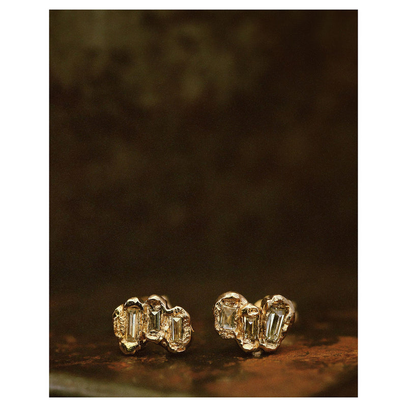 X Lemon Baguette Diamond Scatter Medium Stud Earrings