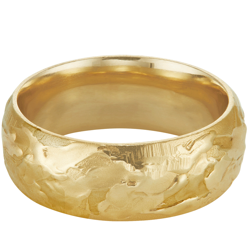 LXV 8mm Gold D Shape Wedding Band