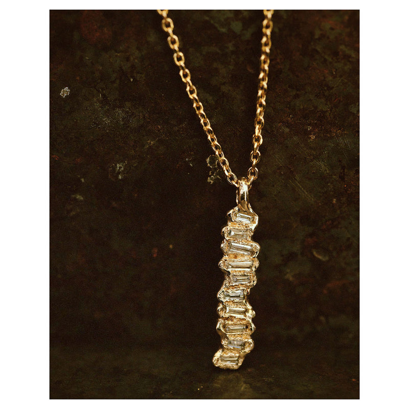 X Lemon Baguette Diamond Scatter Extra Large Pendant Necklace