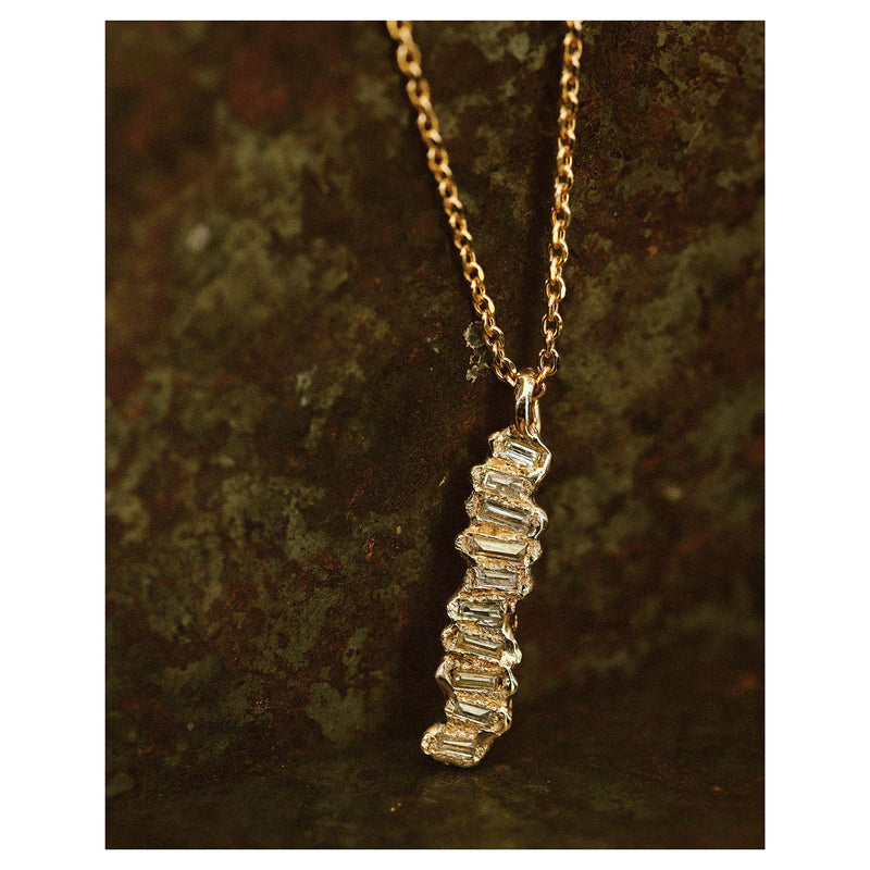 X Lemon Baguette Diamond Scatter Extra Large Pendant Necklace