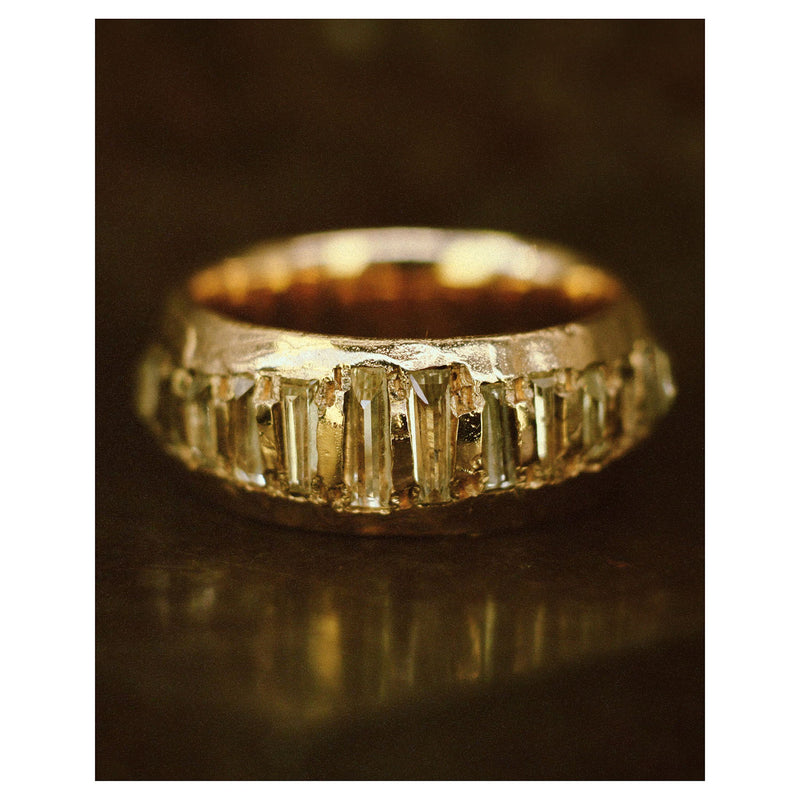 X 9mm Lemon Baguette Diamond Half Eternity Scatter Ring