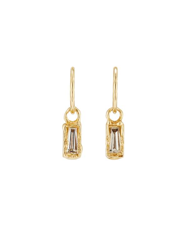 Armach 1ct Lemon Baguette Diamond Drops | LI 10mm Hammered Clicker Hoop Earrings
