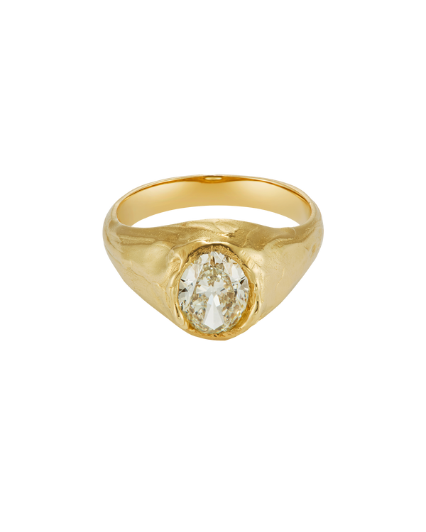 Armach 2.2ct Oval Lemon Diamond Organic Engagement Signet Ring