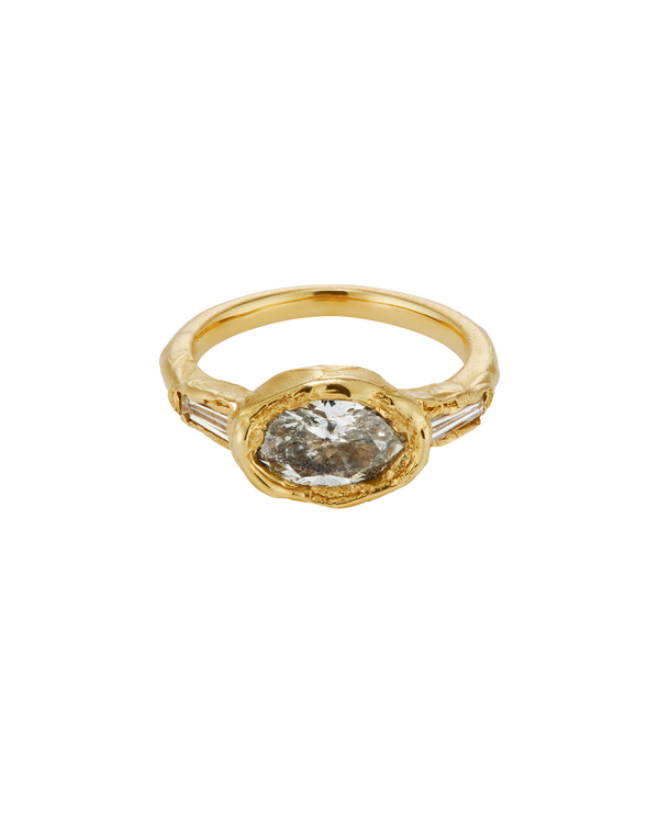 Armach 2.5ct Salt & Pepper Three Stone Diamond Organic Engagement Ring