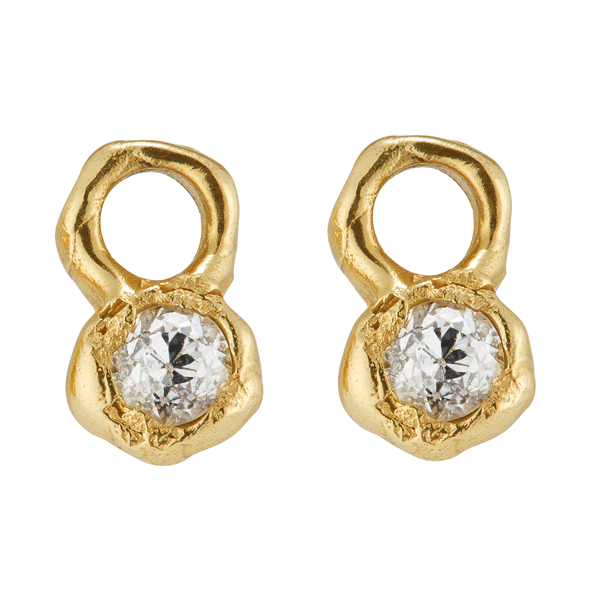 X 0.5ct Old Cut Diamond Drops | LI 10mm Hammered Clicker Hoop Earrings