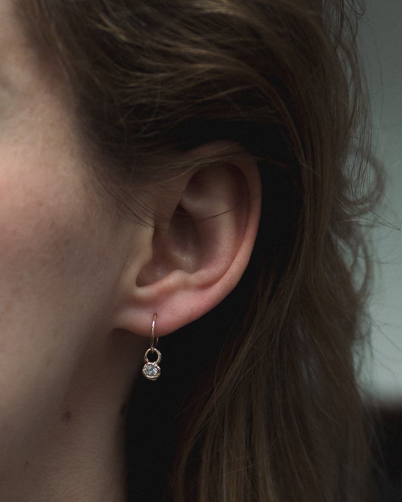 X 0.5ct Old Cut Diamond Drops | LI 10mm Hammered Clicker Hoop Earrings