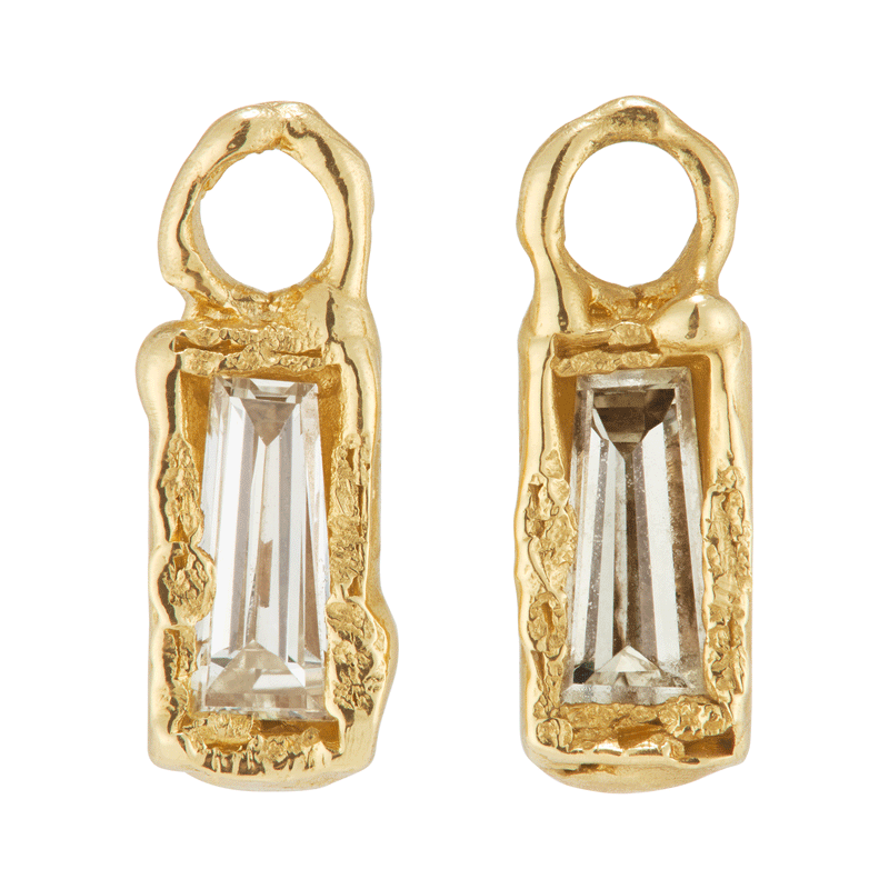 Armach 1ct Lemon Baguette Diamond Drops | LI 10mm Textured Clicker Hoop Earrings