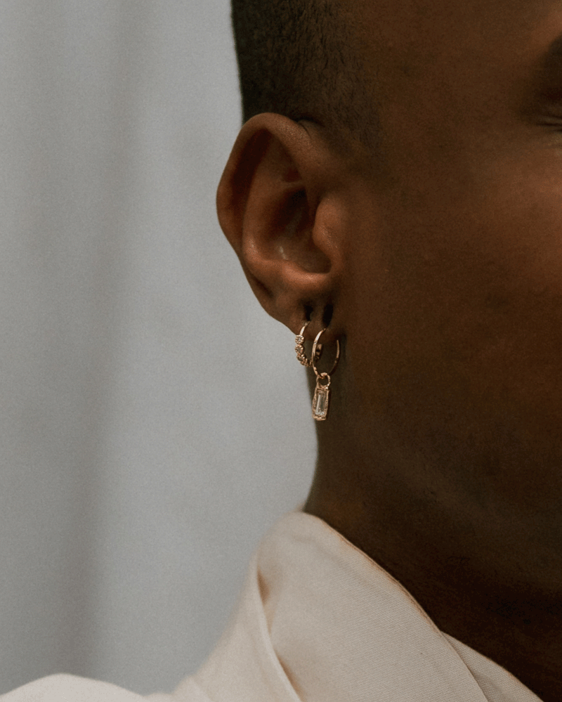 Armach 1ct Lemon Baguette Diamond Drops | LI 12mm Hammered Clicker Hoop Earrings