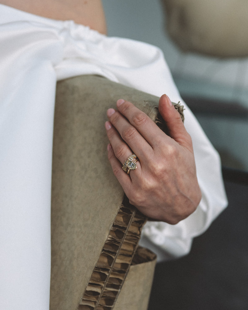X Molten White Baguette Diamond Eternity Scatter Ring