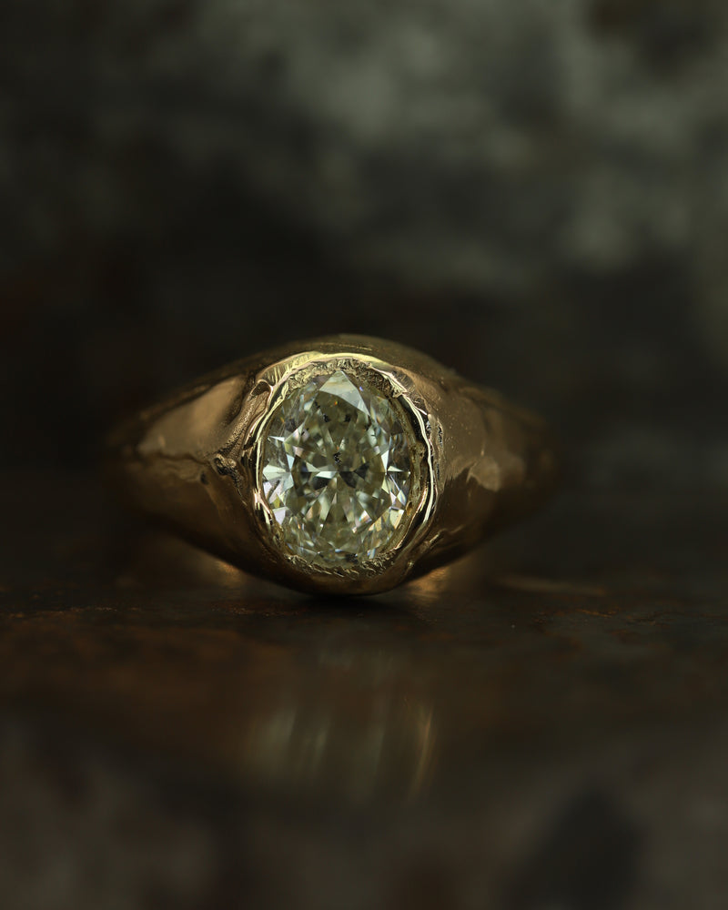 Armach 2.2ct Oval Lemon Diamond Organic Engagement Signet Ring
