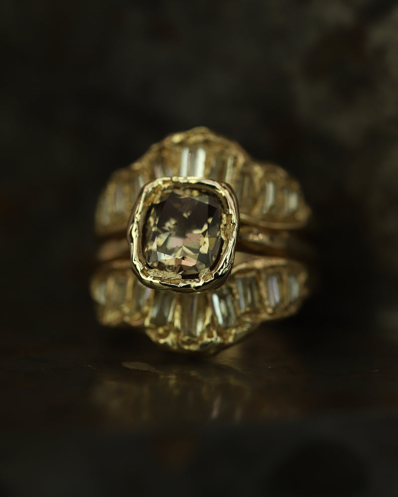 Armach 2.5ct Cushion Chocolate Diamond Organic Engagement Ring