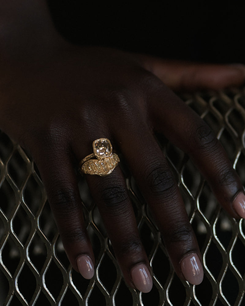 LX Lemon Baguette Diamond Extra Large V Shape Scatter Ring