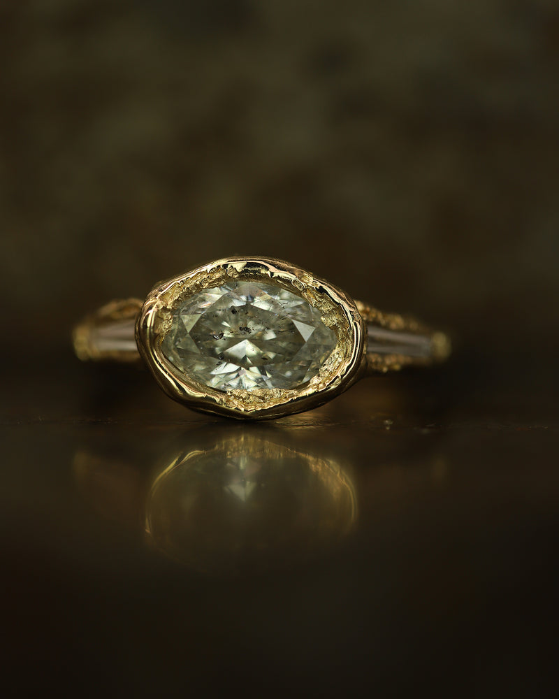 Armach 2.5ct Salt & Pepper Three Stone Diamond Organic Engagement Ring