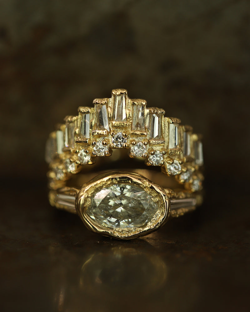 Armach 2.5ct Salt & Pepper Three Stone Diamond Organic Engagement Ring