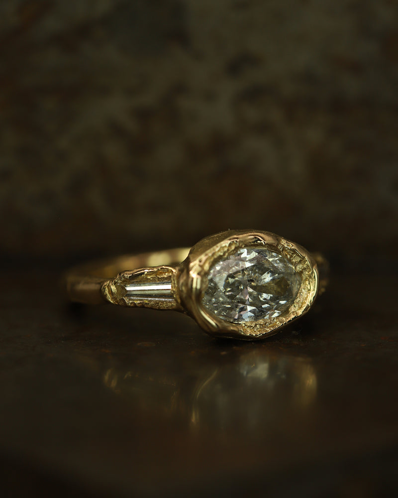 Armach 2.5ct Salt & Pepper Three Stone Diamond Organic Engagement Ring