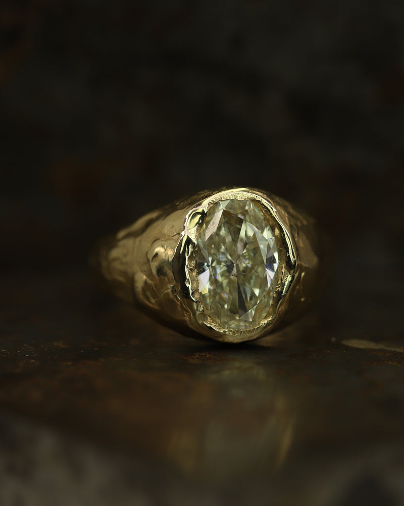 Armach 2.8ct Oval Lemon Diamond Organic Engagement Signet Ring