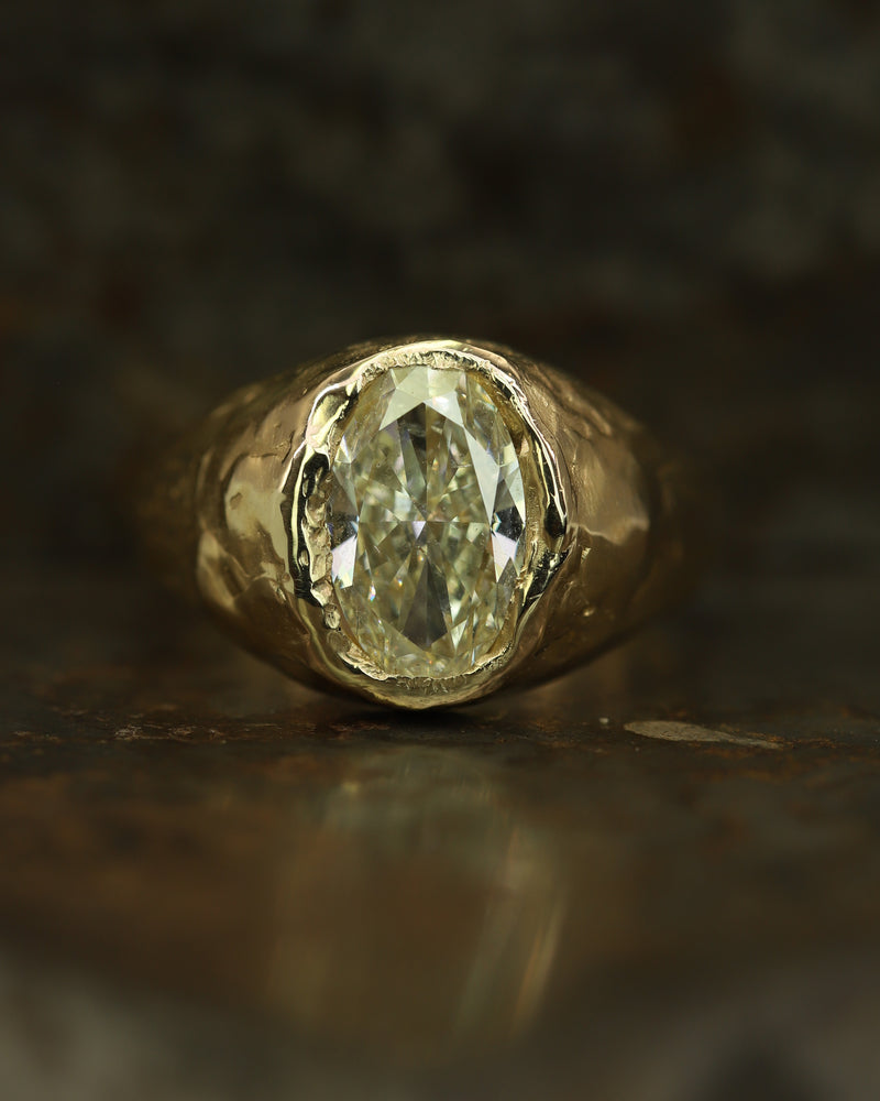 Armach 2.8ct Oval Lemon Diamond Organic Engagement Signet Ring