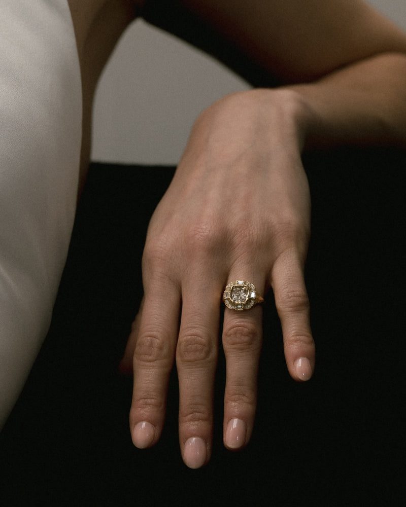 Armach Cushion Icy White Diamond Cocktail Ring