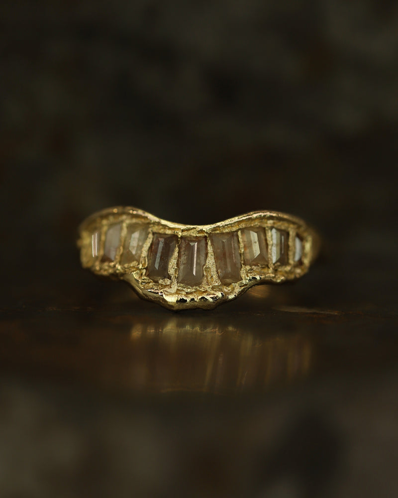 LXI OOAK Pastel Baguette Diamond V Shape Scatter Ring