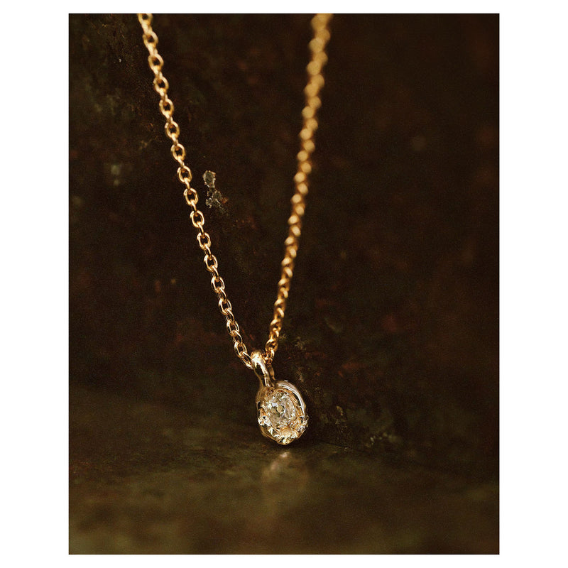 VI 0.5ct Old Cut Diamond Nugget Pendant Necklace