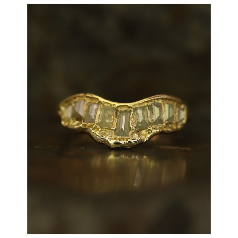 LXI OOAK Grey Baguette Diamond V Shape Scatter Ring