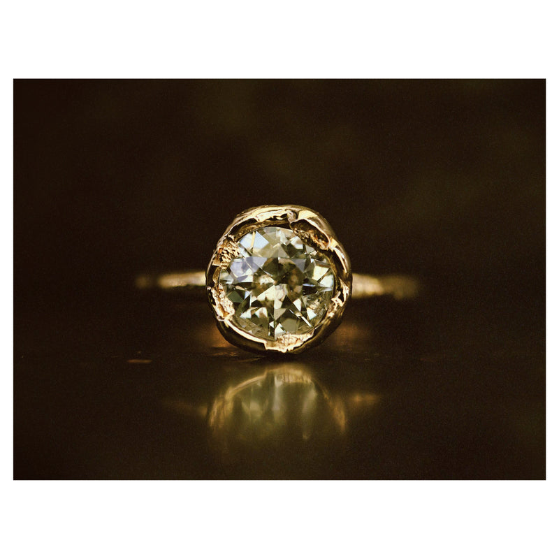 X 2ct Old Cut Diamond Organic Engagement Ring