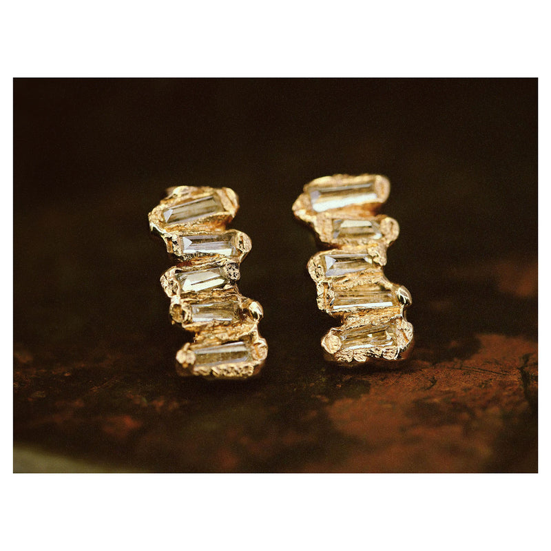 X Lemon Baguette Diamond Scatter Large Stud Earrings