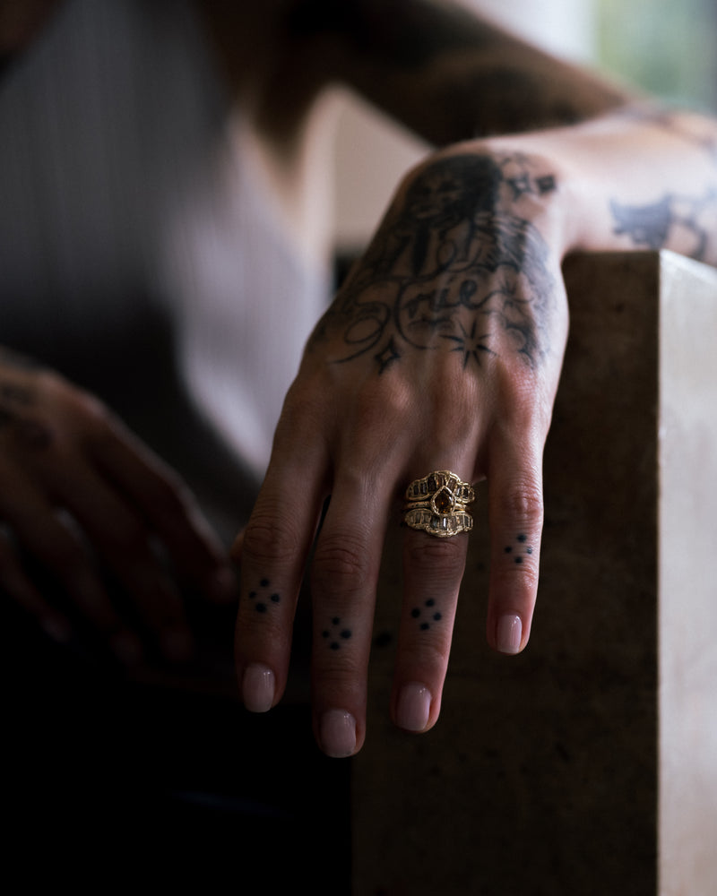 LXI OOAK Grey Baguette Diamond V Shape Scatter Ring