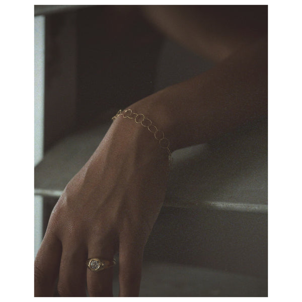 I Slim Textured Gold Link Chain Bracelet