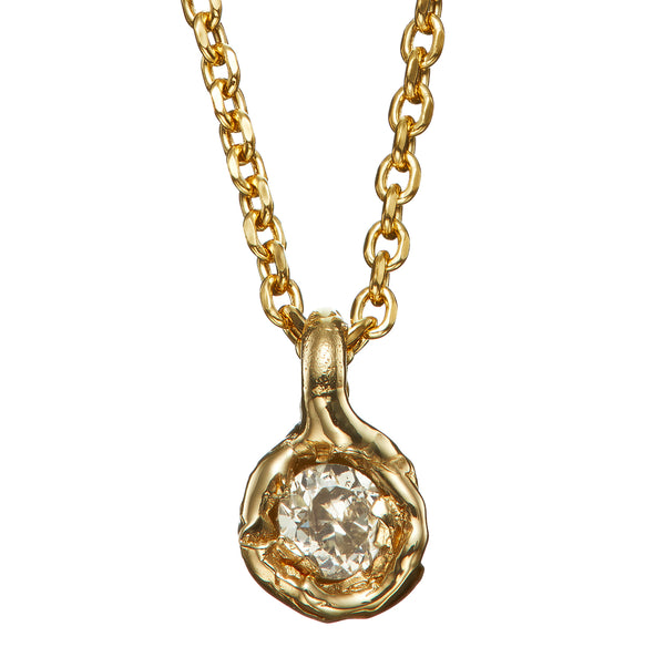 V Old Cut Diamond Nugget Pendant Necklace