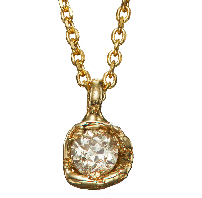 IV 0.91ct Old Cut Diamond Nugget Pendant Necklace