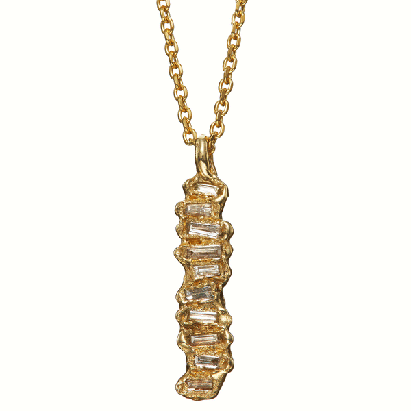 X Lemon Baguette Diamond Scatter Extra Large Pendant Necklace