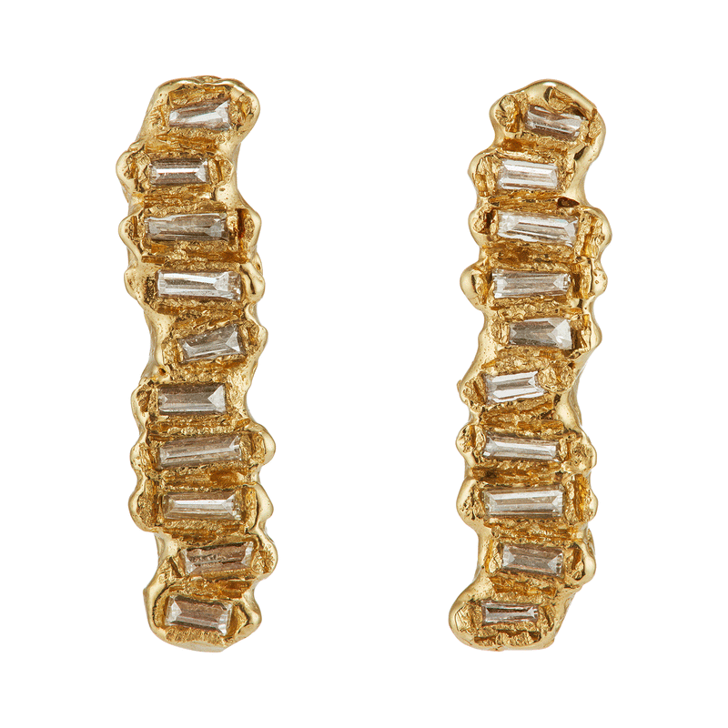 X Lemon Baguette Diamond Scatter Extra Large Stud Earrings